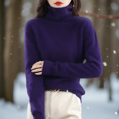 100% Mink Cashmere Women's Sweater – Soft Warm Autumn Winter Pullover