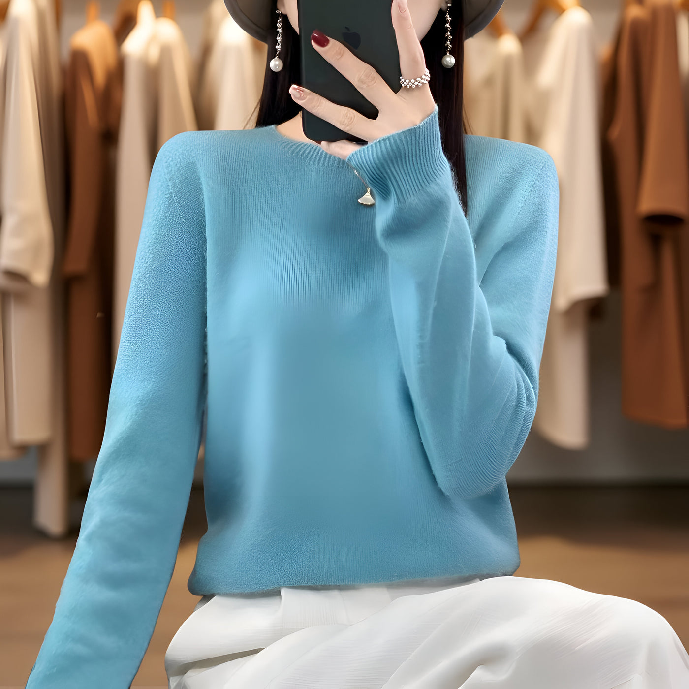 Women’s 100% Merino Wool Sweater – Soft O-Neck Knit Pullover