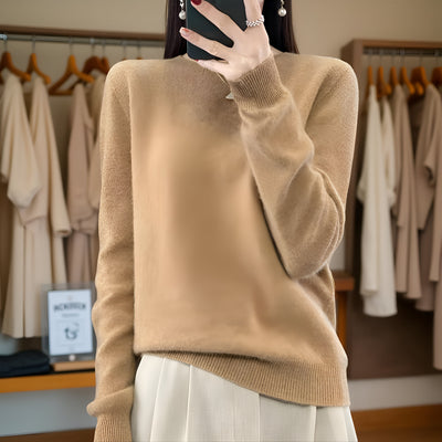 Women’s 100% Merino Wool Sweater – Soft O-Neck Knit Pullover