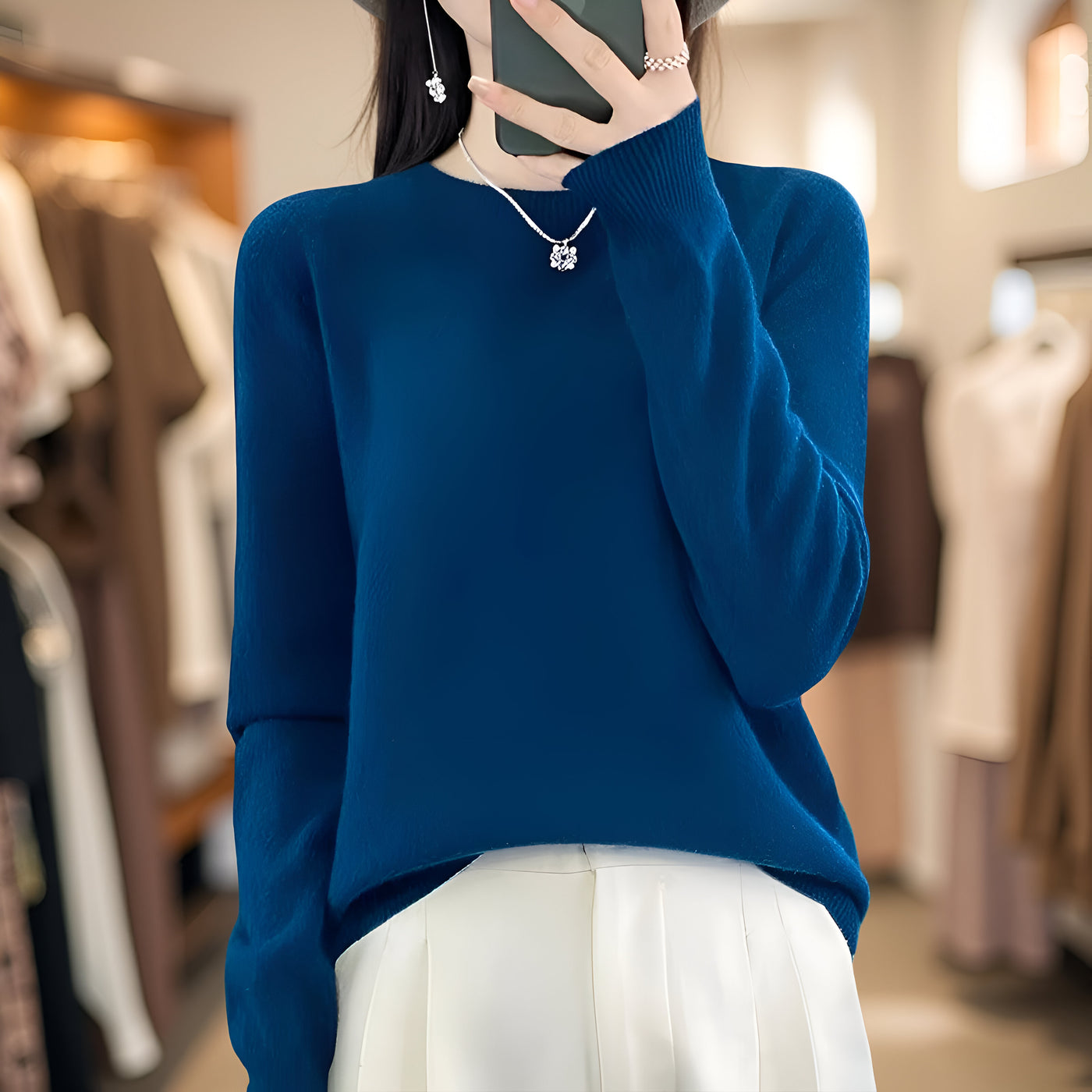 Women’s 100% Merino Wool Sweater – Soft O-Neck Knit Pullover