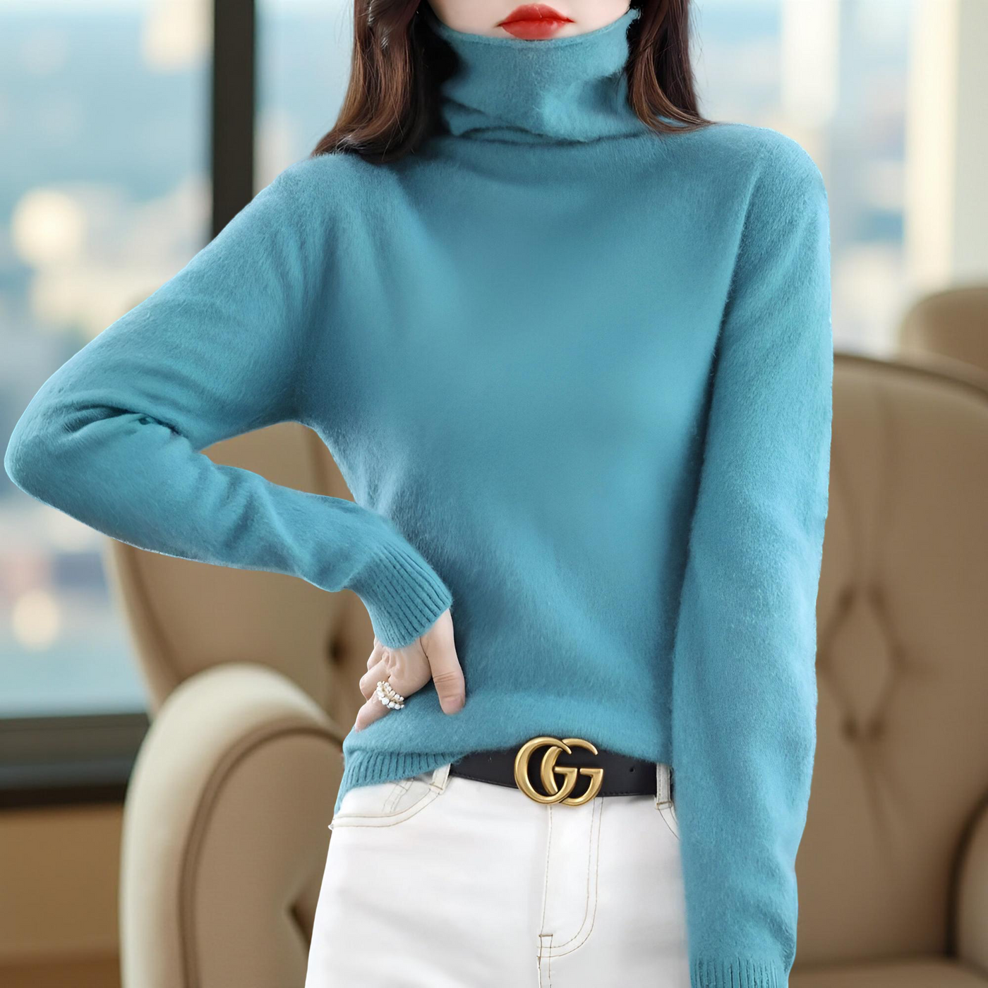 100% Mink Cashmere Women's Sweater – Soft Warm Autumn Winter Pullover