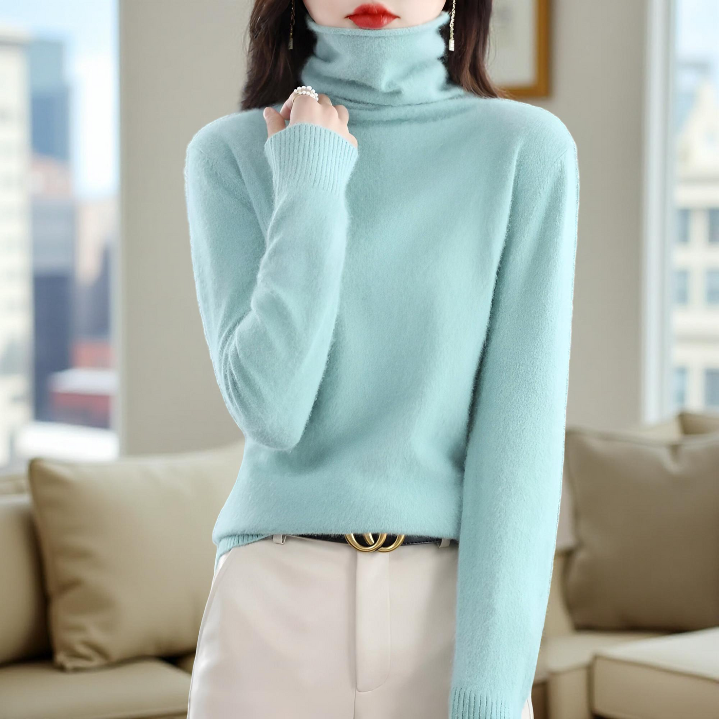 100% Mink Cashmere Women's Sweater – Soft Warm Autumn Winter Pullover