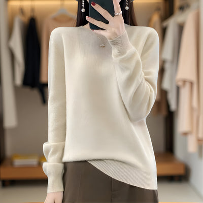 Women’s 100% Merino Wool Sweater – Soft O-Neck Knit Pullover