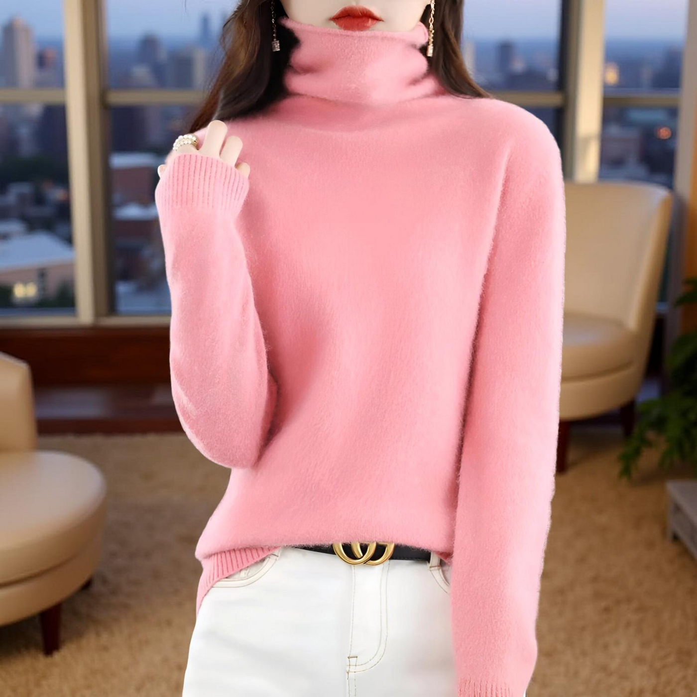 100% Mink Cashmere Women's Sweater – Soft Warm Autumn Winter Pullover