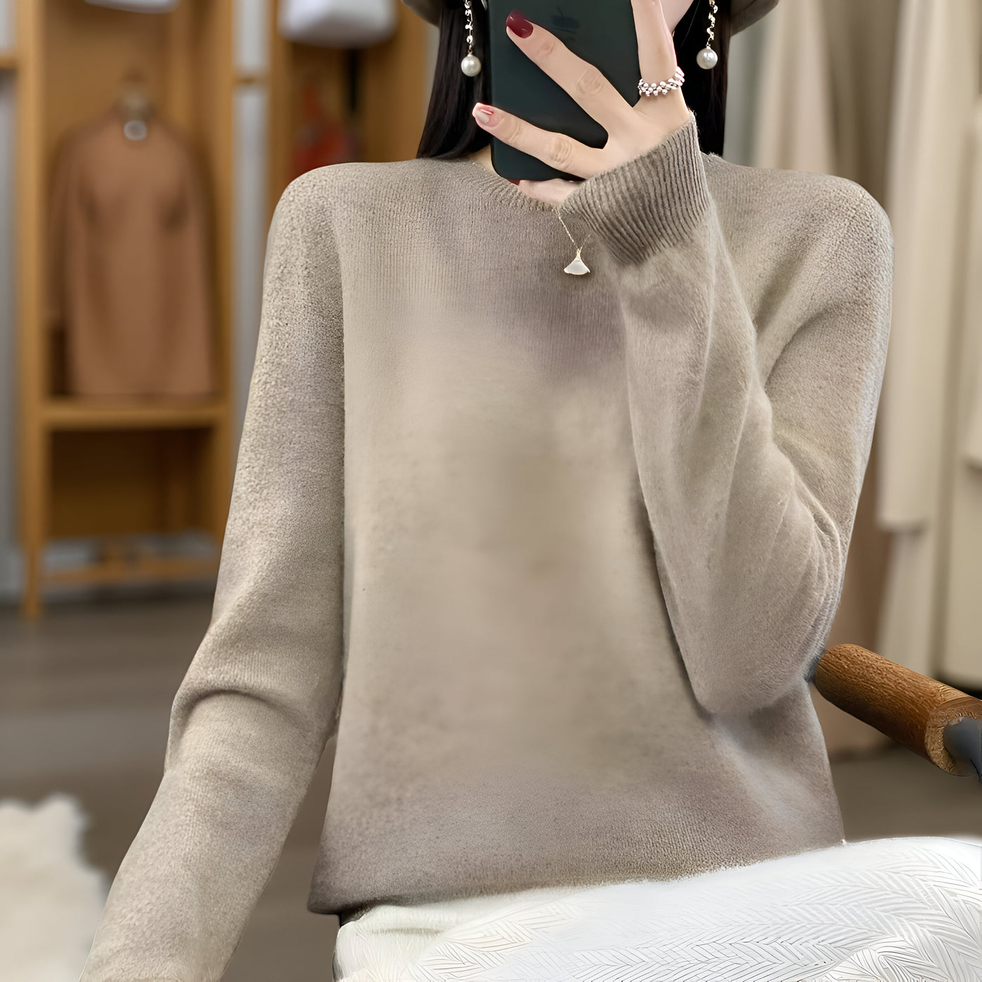 Women’s 100% Merino Wool Sweater – Soft O-Neck Knit Pullover