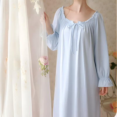 Victorian Cotton Lace Nightgown – Summer Long Robe Sleepwear