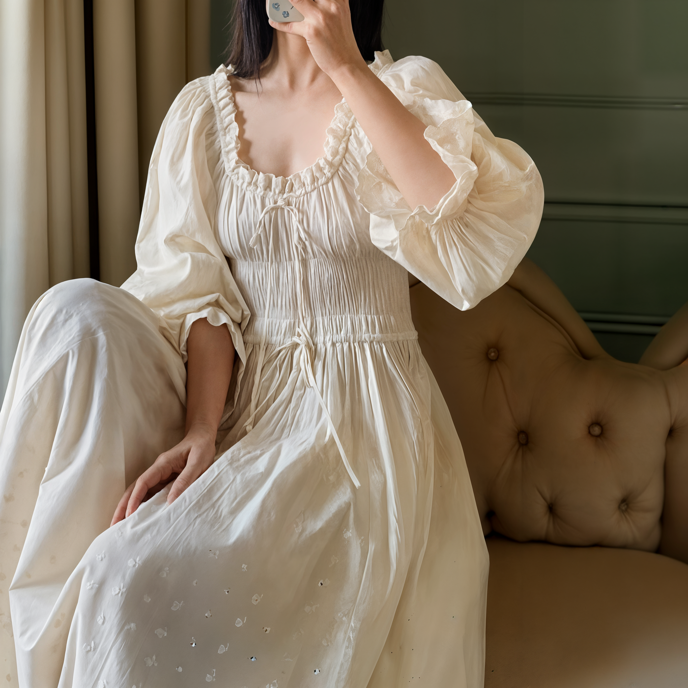 Sexy Pure Cotton Princess Night Dress – Victorian Long Robe Nightwear for Women