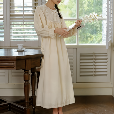 Embroidered Victorian Night Dress – Loose Fit Cotton Sleepwear for Women