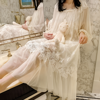 Princess Style Fairy White Lace Peignoir – Sexy Nightgown & Sleepwear for Women