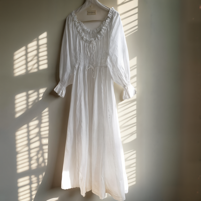 Sexy Pure Cotton Princess Night Dress – Victorian Long Robe Nightwear for Women