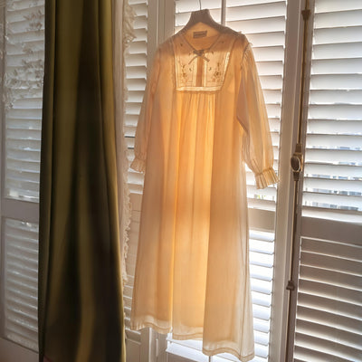 Embroidered Victorian Night Dress – Loose Fit Cotton Sleepwear for Women