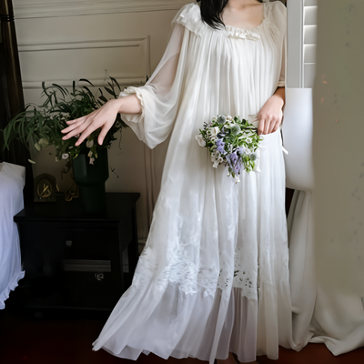 Princess Style Fairy White Lace Peignoir – Sexy Nightgown & Sleepwear for Women
