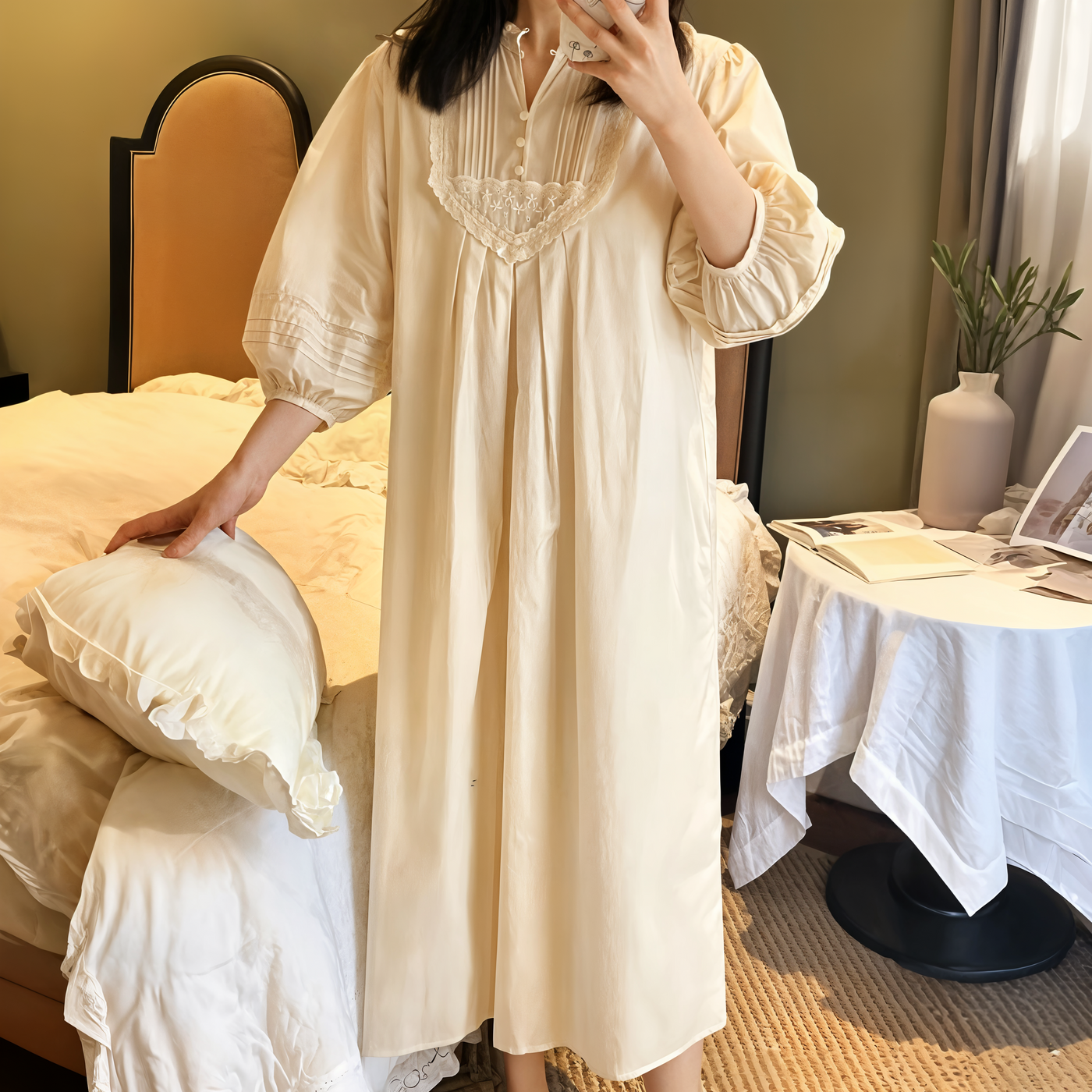 Victorian Style Princess Nightgown – Pure Cotton Sleepwear for Women