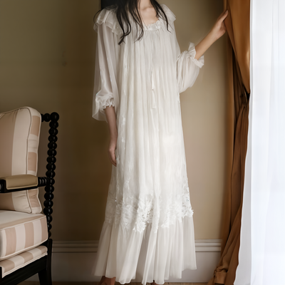 Princess Style Fairy White Lace Peignoir – Sexy Nightgown & Sleepwear for Women