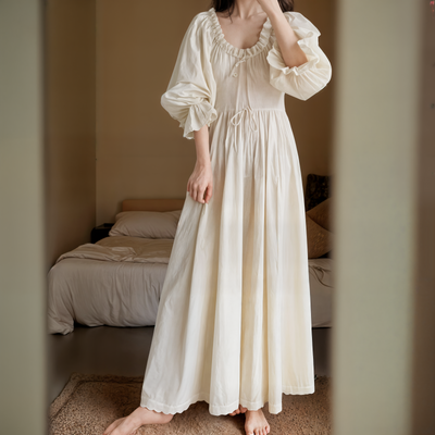 Sexy Pure Cotton Princess Night Dress – Victorian Long Robe Nightwear for Women