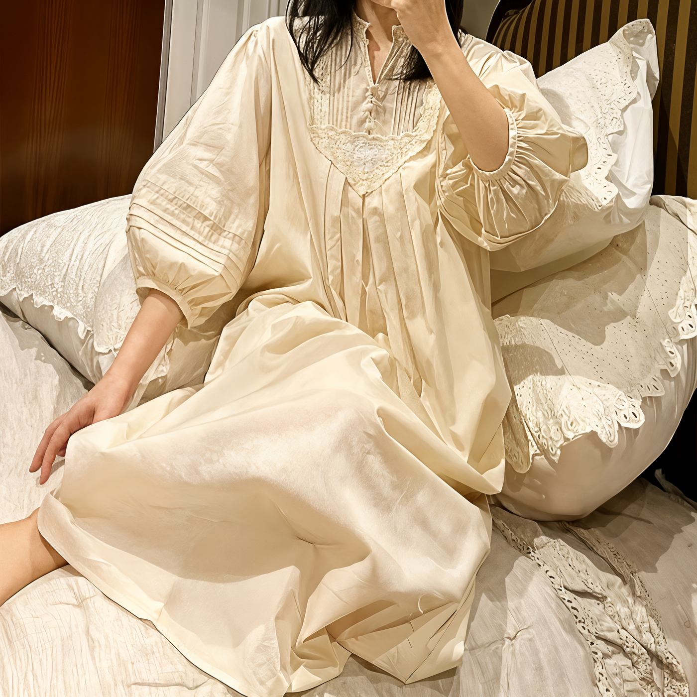 Victorian Style Princess Nightgown – Pure Cotton Sleepwear for Women