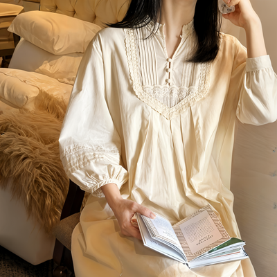 Victorian Style Princess Nightgown – Pure Cotton Sleepwear for Women